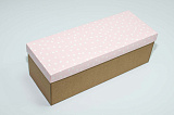 Коробка из гофрокартона 350х130х120 Сердечки белые на розовом