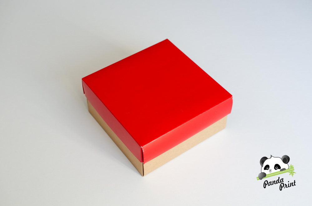 Коробка 150х150х70 Красная (крафт дно)