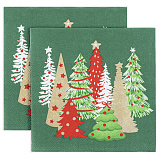 Салфетки Яркие елочки, зеленый, 33х33 см, 20 шт (арт.37157)