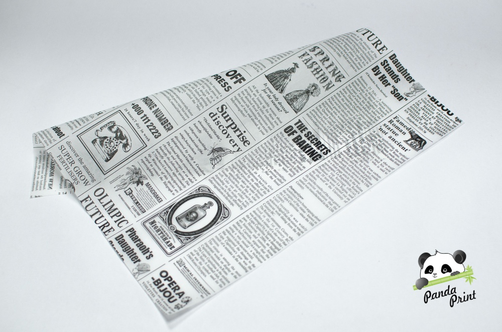 Оберточная бумага "Газета" с парафином белая 30г 305х305 мм, 100 л. Фото N4