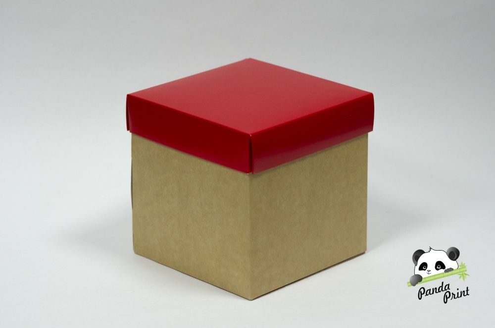 Коробка 150х150х150 Красная (крафт дно)