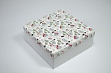 Коробка 260х255х100 Белый медведь с шарфом (белое дно)