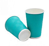Бумажный стакан гофрированный 400 мл Волна Тиффани d89-90 мм (50 шт)