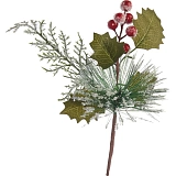 Ветка заснеженная с красными ягодами, 25 см (арт.4640108824588)