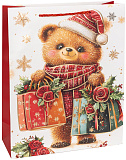 Пакет подарочный 26х10х32 см, 210 гр, Новогодний мишка, дизайн №3 (арт.6233886)