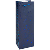 Пакет подарочный для вина 12х9х35 см, 210гр, Сверкающие звезды, дизайн №4, металлик (арт.504223)