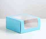 Коробка "Мусс" с прозрачным окном 235х235х115 голубая