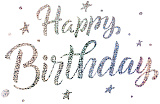 Наклейка Happy Birthday (лазерные точки), 19,5х30 см, жемчужный перелив, голография (арт.6015342)