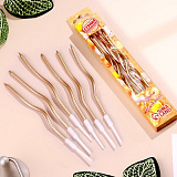 Свечи витые коктейльные Серпантин, шампань, металлик, 12+3,5 см, 6 шт (арт.7597548)