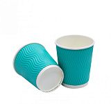 Бумажный стакан гофрированный 250 мл Волна Тиффани d80 мм (50 шт)