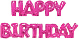 Набор шаров-букв (17''/43 см) Мини-надпись Happy Birthday, фуше (арт.26033)
