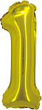 Шар с клапаном (16"/41 см) Мини-цифра, 1, золото