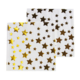 Салфетки Звезды микс, белый/золото, металлик 33х33 см, 12 шт
