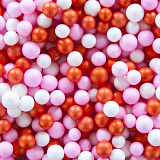 Шарики пенопласт, Цветной микс, Красный/Розовый, 6-8 мм, 20 гр. (арт.6231119)