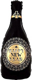 Шар фольгированный (41"/104 см) Фигура, Бутылка шампанское, С Новым Годом (золотые грани), черный (арт.19630)