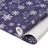 Упаковочная бумага Крафт Снежинка, белый/фиолетовый (700 мм х 10 м)