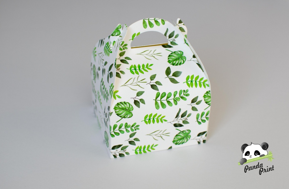 Коробка Сумка 105х105х95 Зеленые листья