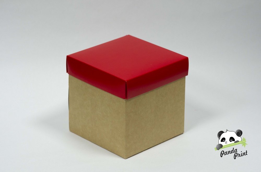 Коробка 150х150х150 Красная (крафт дно). Фото N2