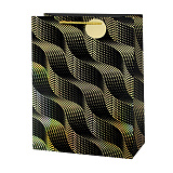 Пакет подарочный 26х12х32 см, Черная классика, дизайн №1, металлик (арт.502813)