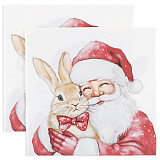 Салфетки Дед Мороз с кроликом 33х33 см, 20 шт (арт.25431)