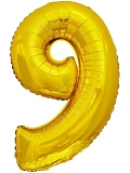 Шар фольгированный Цифра "9" ЭКО, 86 см, золото (арт.29689)