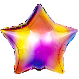 Шар фольгированный (18"/46 см) Звезда, радужные блики, градиент (арт.15522)