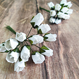 Роза белая мелкая декоративная 10 см, 12 шт