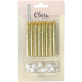 Свечи Белые звезды, золото, металлик, 8 см, 8 шт (арт.639248)