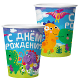 Стакан бум. 250 мл Динозаврики, 6 шт (арт.77528)