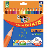 Набор цветных карандашей 18+6 цв. Evoiutin, BIC