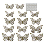 Наклейки Ажурные бабочки, Золото, 8-12 см, 12 шт