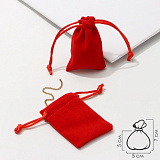 Мешочек подарочный Бархатный классика, красный, 5х7 см (арт.1145888)