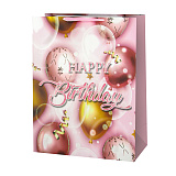 Пакет подарочный 18х10х23 см, С Днем Рождения (пастель), дизайн №1, с блестками (арт.502636)