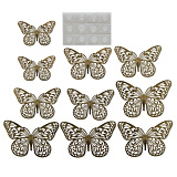 Наклейки Нежные бабочки, Золото, 8-12 см, 12 шт