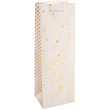 Пакет подарочный для вина 12х9х35 см, 210гр, Сверкающие звезды, дизайн №1, металлик (арт.504220)