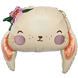 Шар фольгированный (26"/66 см) Фигура, Зайка с цветком (арт.23376P)
