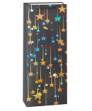 Пакет подарочный для вина 12х9х36 см, Сверкающий праздник, дизайн №3, с блестками (арт.503568)