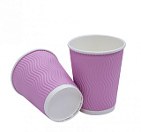 Бумажный стакан гофрированный 300 мл Волна Пыльная роза d89-90 мм (50 шт)