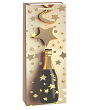 Пакет подарочный для вина 12х9х36 см, Праздничные искры, дизайн №2, металлик (арт.503671)