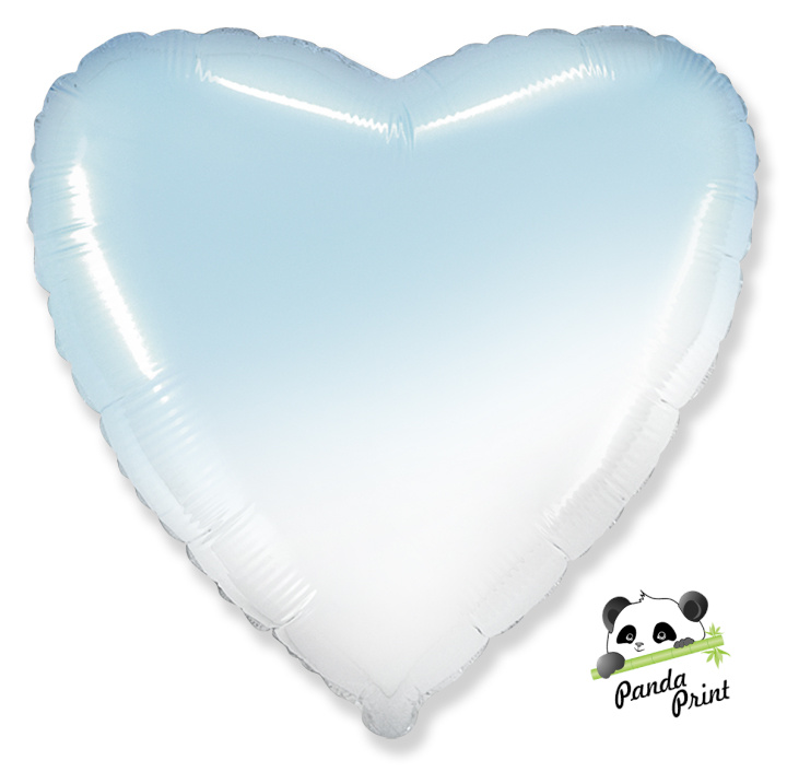 Шар фольгированный (18"/46 см) Сердце, голубой, Градиент