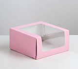 Коробка "Мусс" с прозрачным окном 235х235х115 розовая