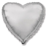 Шар фольгированный (18"/46 см) Сердце, серебро