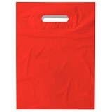 Пакет ПВД с вырубной ручкой 400х500+35 мм с донной складкой, красный